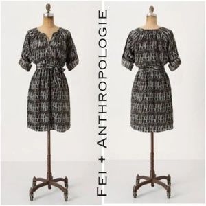 Anthropologie Fei Mod Box Print Silk Shirt Dress